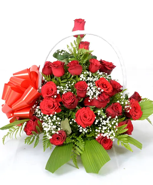 Red roses basket